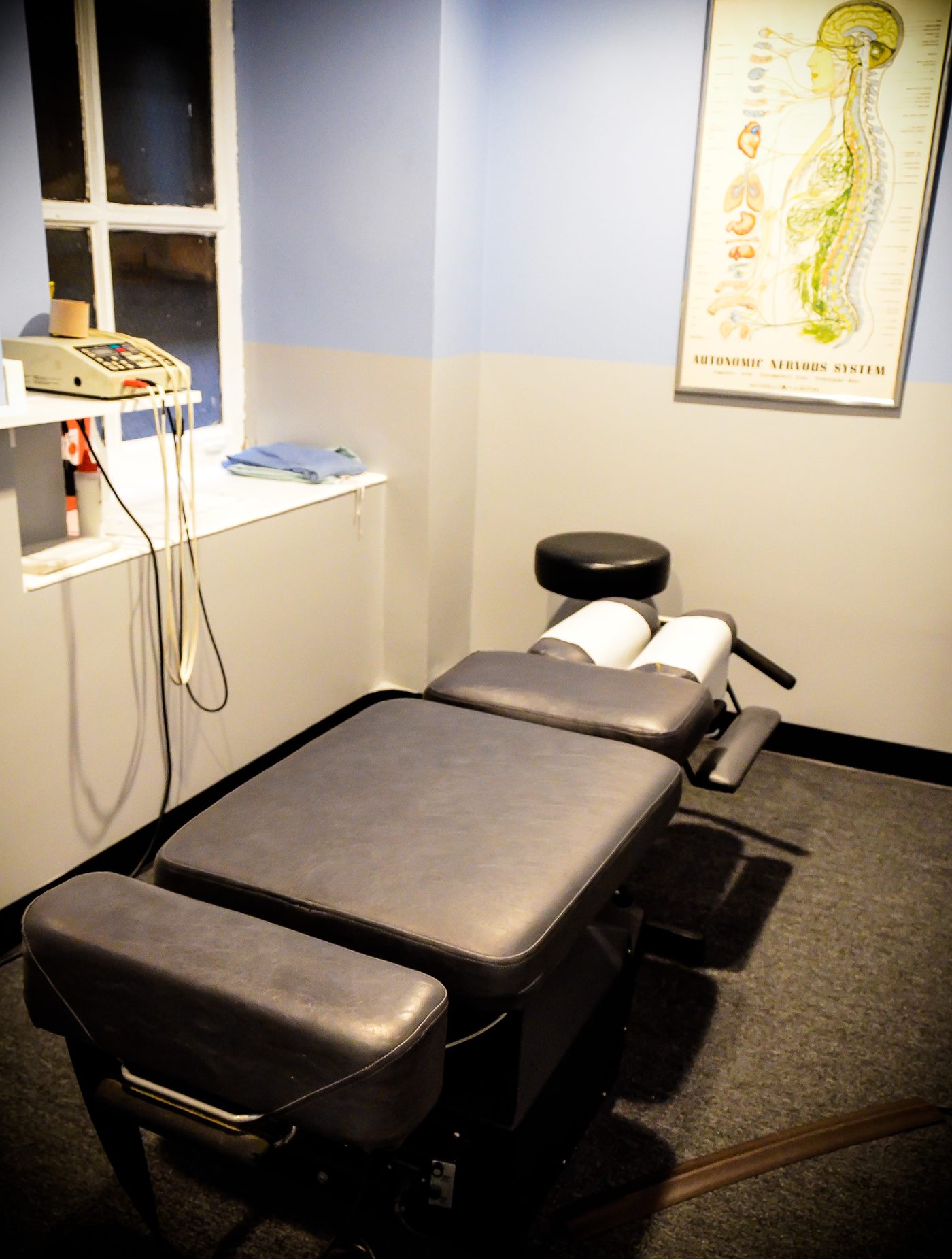Private chiropractic adjusting room at the Herald Square office